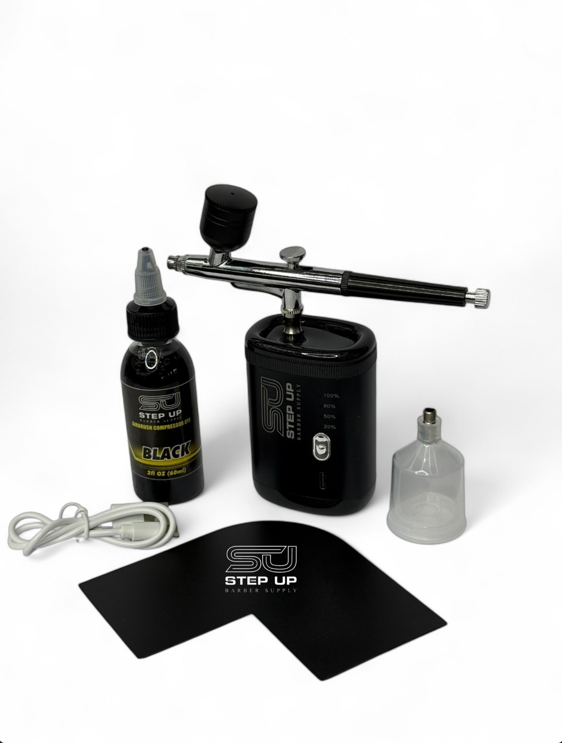 STEPUP ALL BLACK DELUXE AIRBRUSH COMPRESSOR KIT