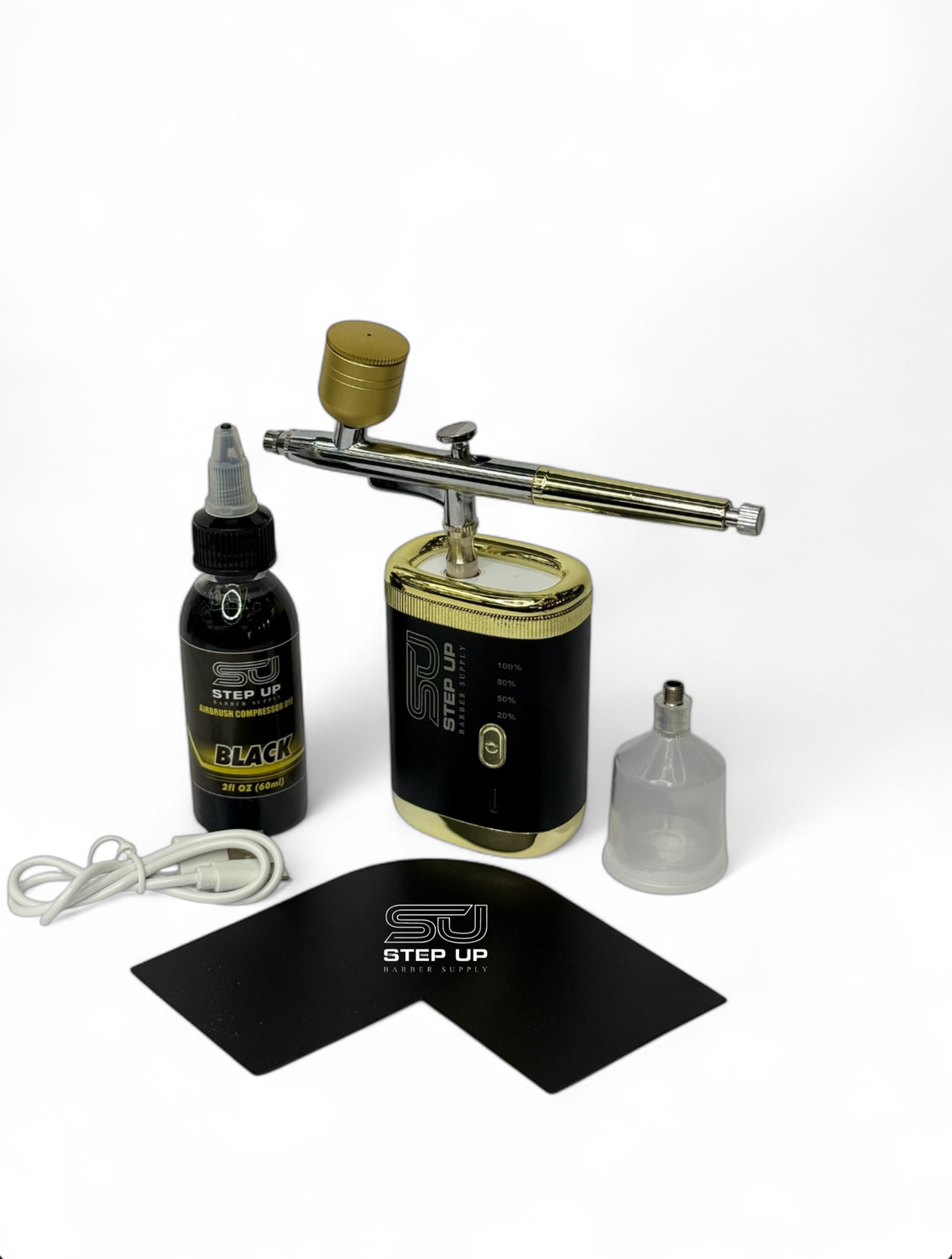 BLACK AND GOLD DELUXE AIRBRUSH COMPRESSOR
