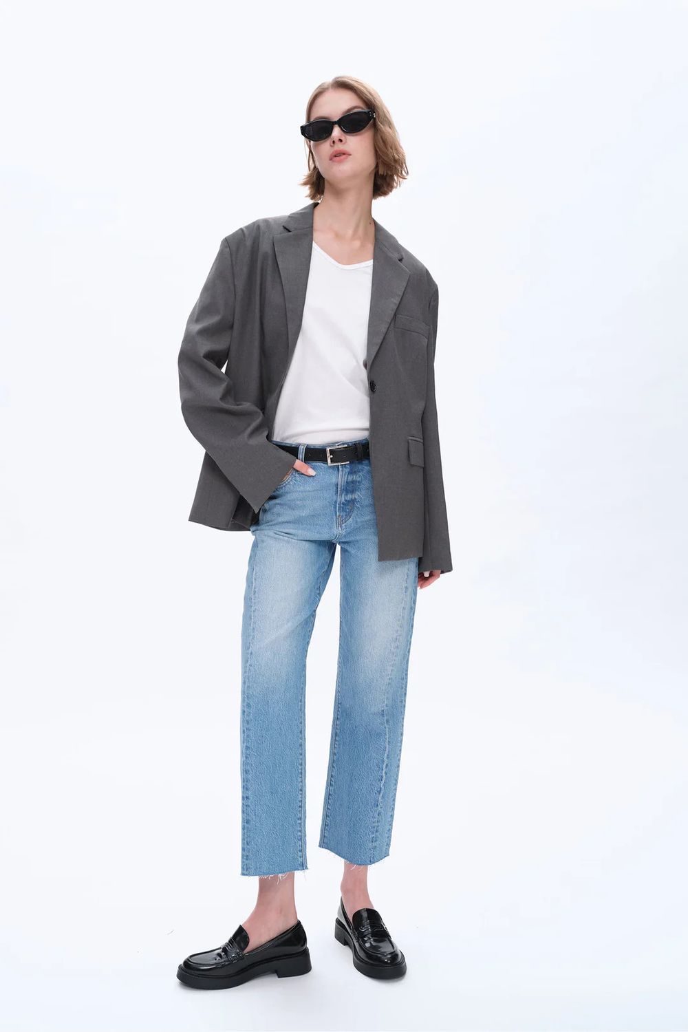 BAYEAS High Rise Relaxed Fit Straight Denim