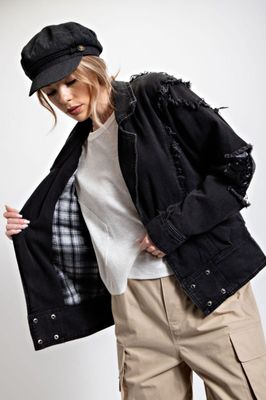 Loose Fit Distressed Denim Jacket