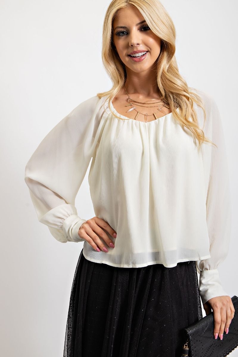Chiffon V Neck Loose Fit Blouse