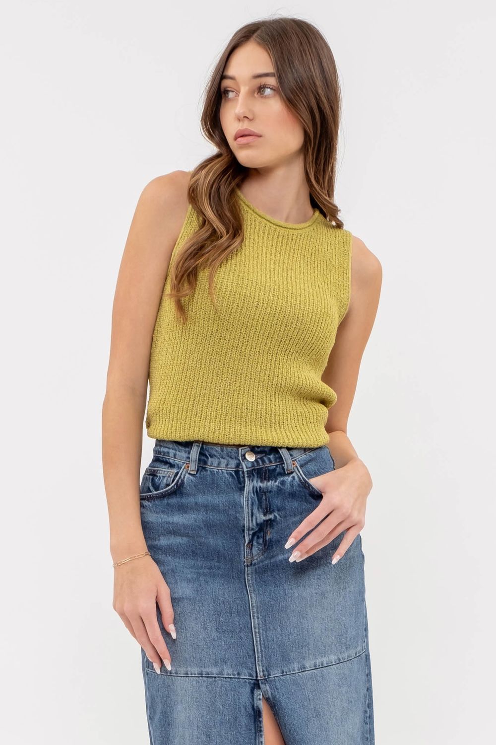 Crochet Tie Back Sweater Tank Top