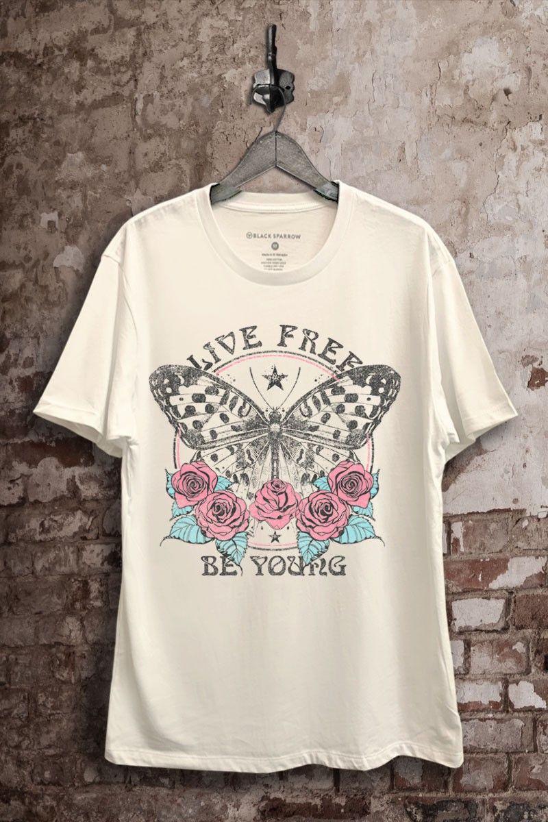 Live Free Butterfly Graphic Top