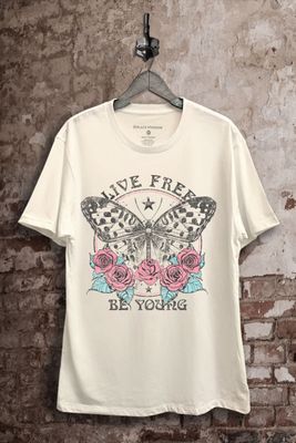 Live Free Butterfly Graphic Top