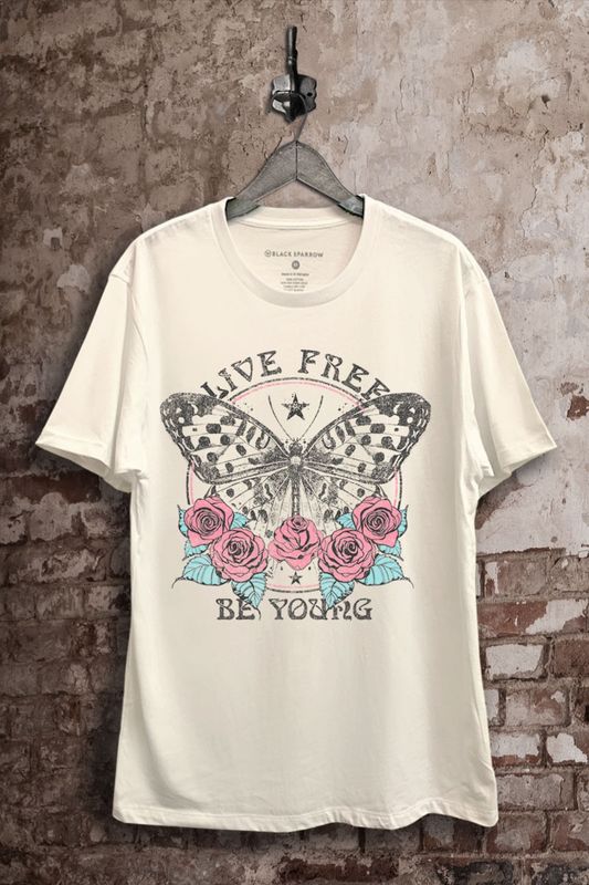 Live Free Butterfly Graphic Top