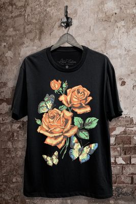 Flowers And Butterflies Graphic Top