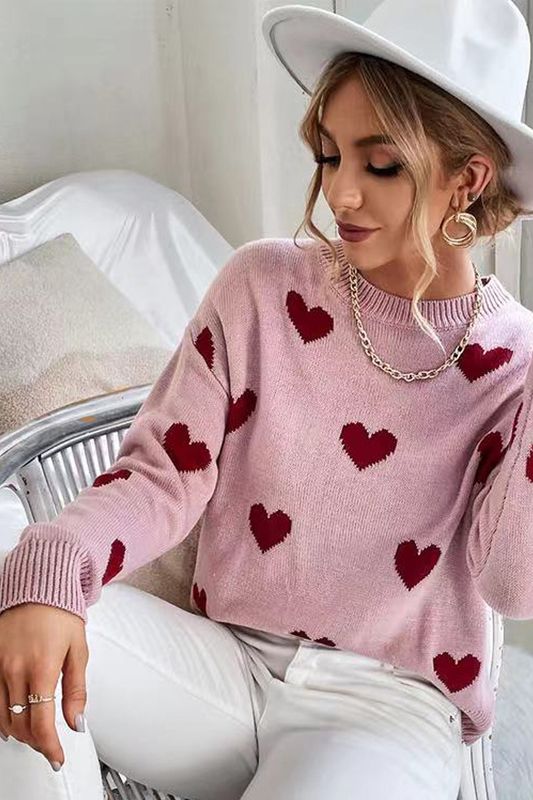 Delicate Heart Print Sweater
