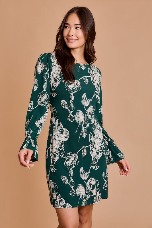 Ruffle Sleeve Floral Print Dress