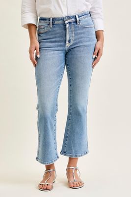 Kick Flare + Foiled Seams Cropped Jeans