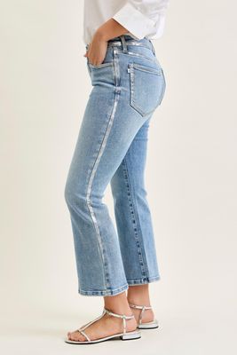 Kick Flare + Foiled Seams Cropped Jeans