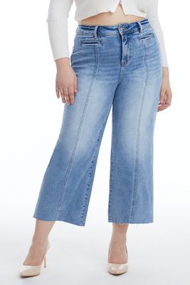 High Rise Front Seam Detail Wide Leg Jeans | BAYEAS