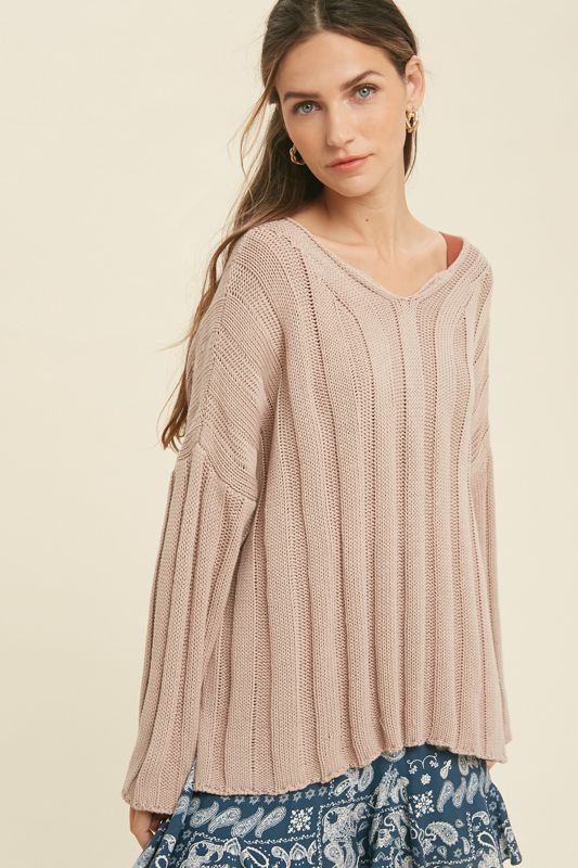 Ribbed Knit 100% Cotton Sweater | Wishlist