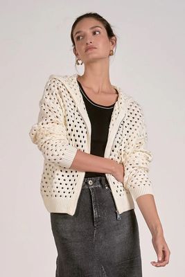 Open Crochet Hoodie Cardigan | Elan
