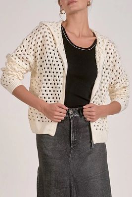 Open Crochet Hoodie Cardigan | Elan
