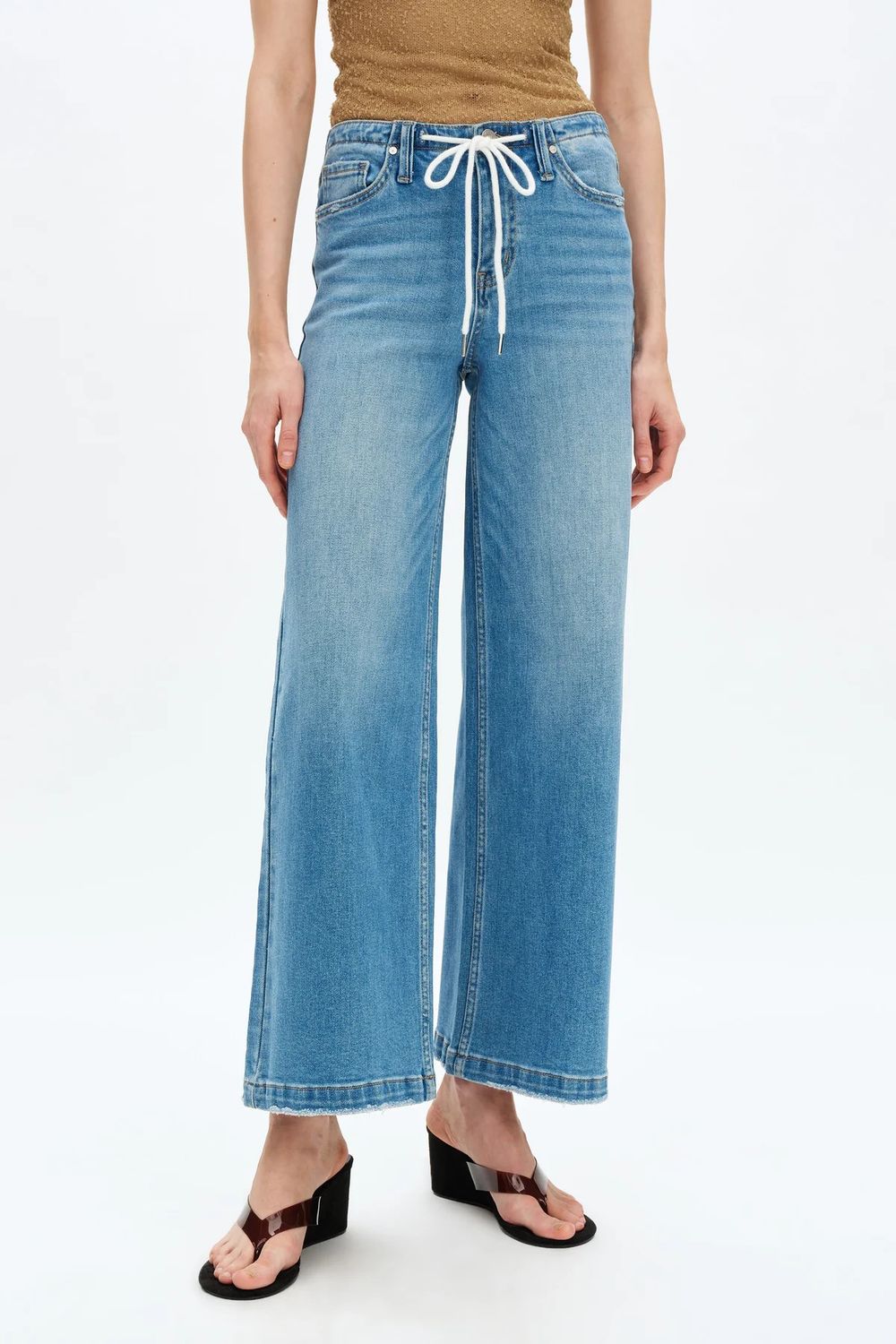 Zephyrine Mid Rise Drawstring Jeans | BAYEAS
