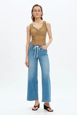 Zephyrine Mid Rise Drawstring Jeans | BAYEAS