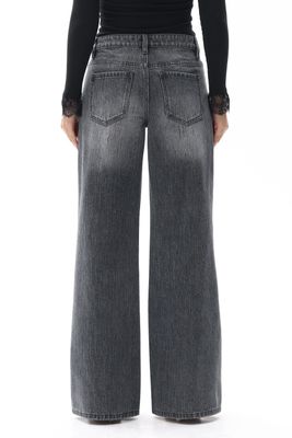New York Claw Stripe Wash Wide Leg Jeans | BAYEAS