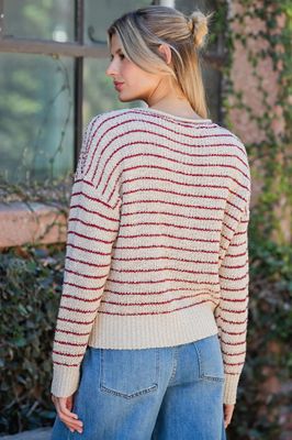 Striped Textured Knit Cardigan