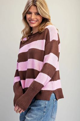 Striped Crew Neck Knit Sweater