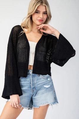 Eyelet Knit Crop Cardigan