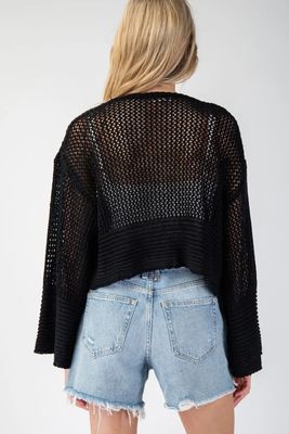 Eyelet Knit Crop Cardigan