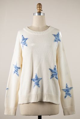 Star Motif Knit Pullover Sweater