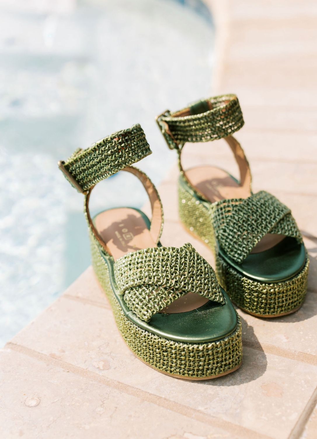 Verde Platform Raffia Sandal