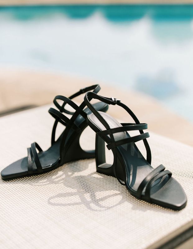 Black Strappy Open Heel