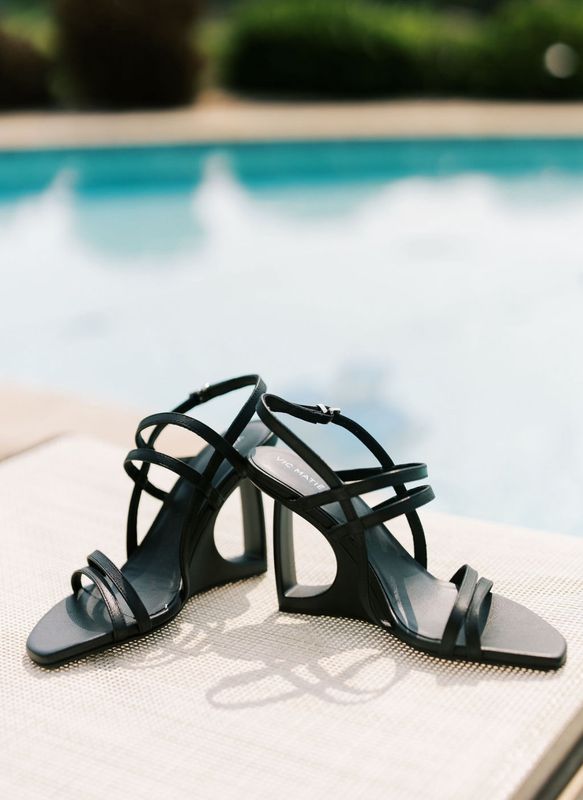 Black Strappy Open Heel