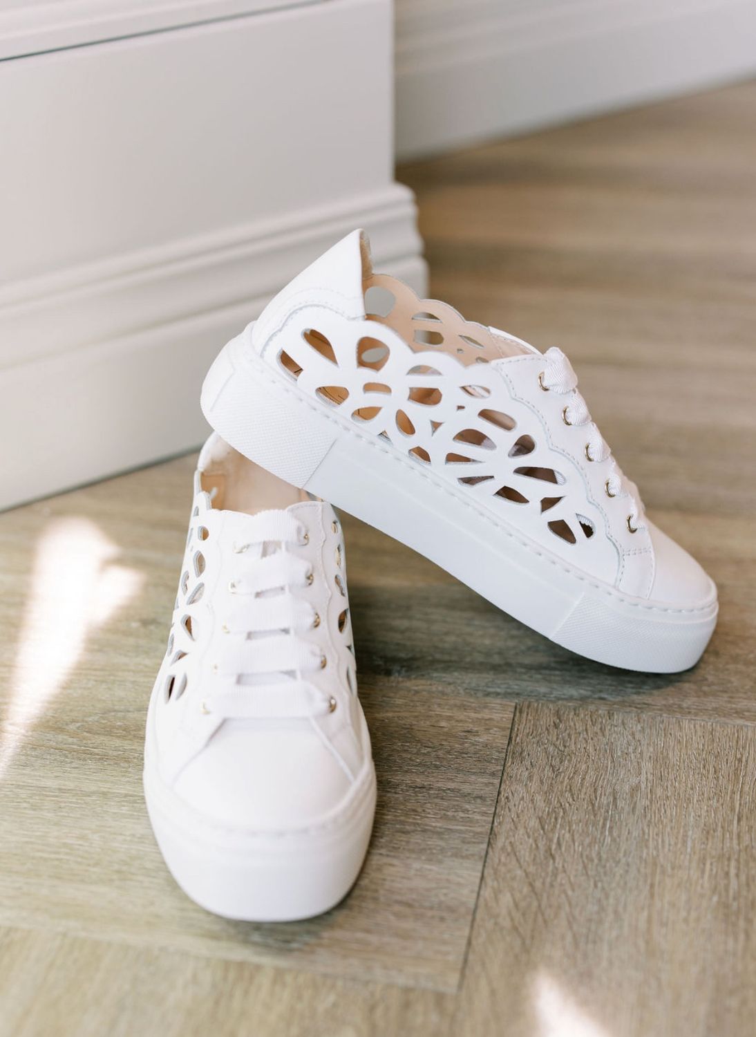Mandi White Cutout Sneaker