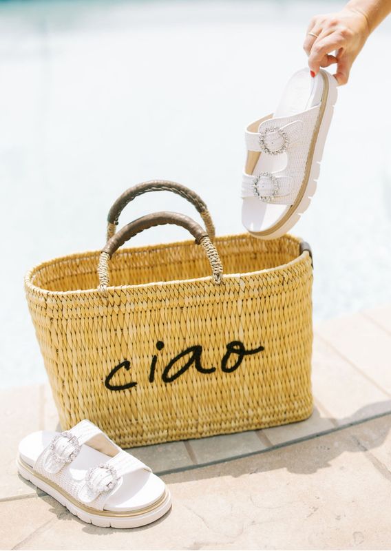 Cest Bianco Crystal Buckle Slides L116S