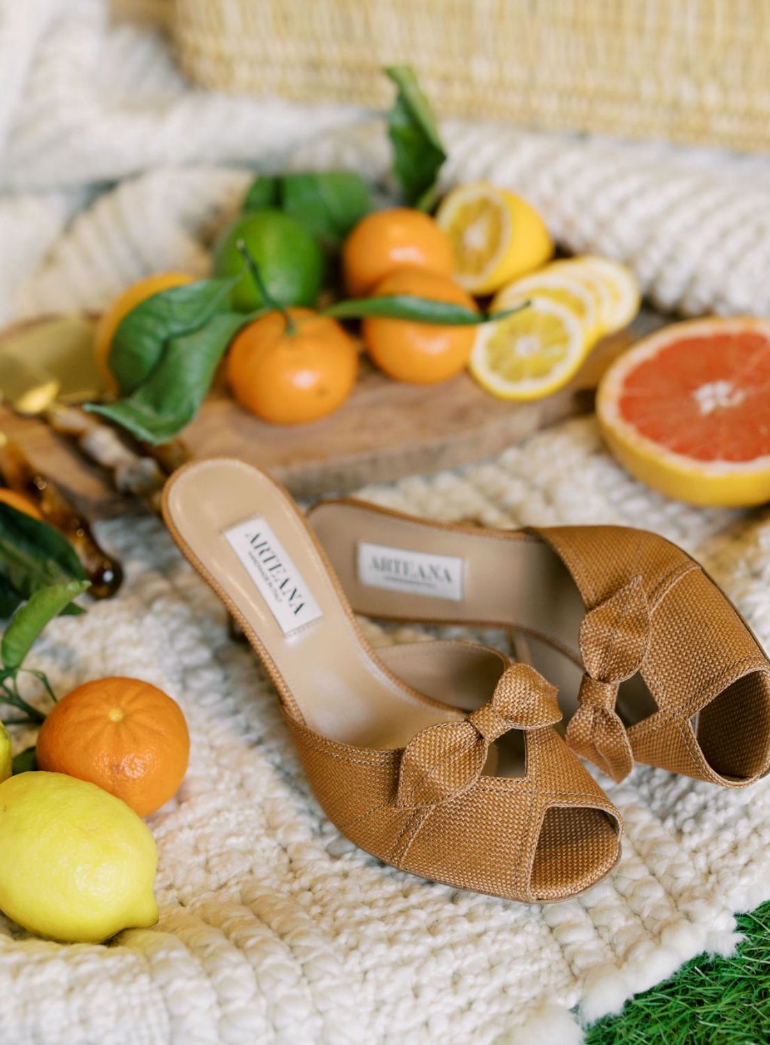 Varenna 75 Tan Peep Toe Slide