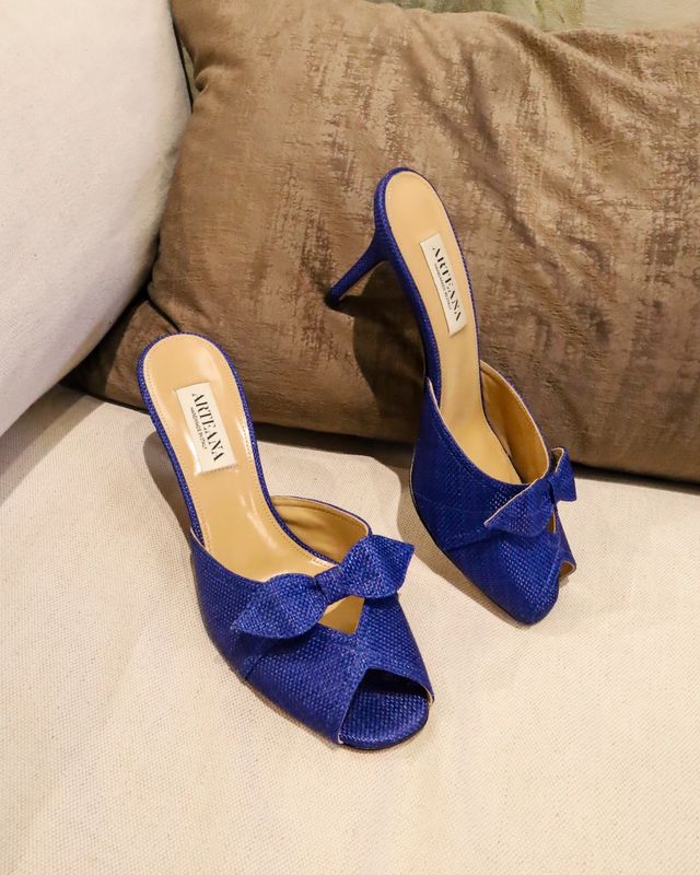 Varenna 75 Blue Peep Toe Slide