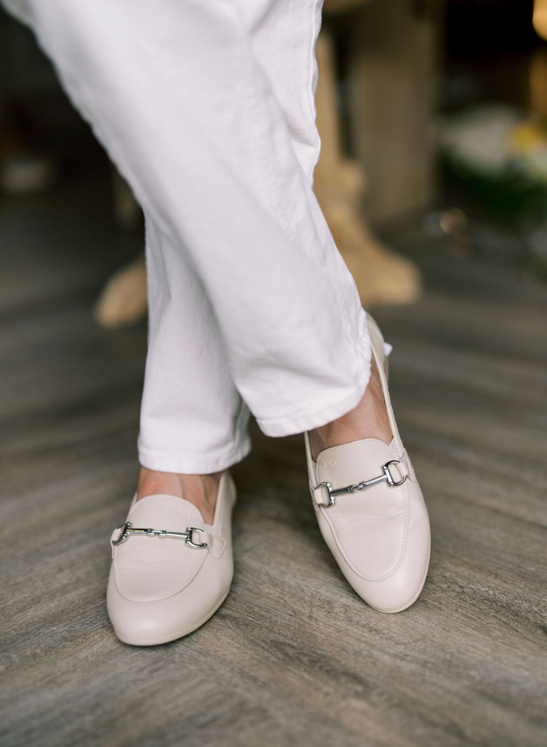 Ecru Nappa Buckle Loafer