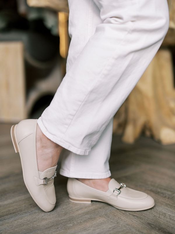 Ecru Nappa Buckle Loafer
