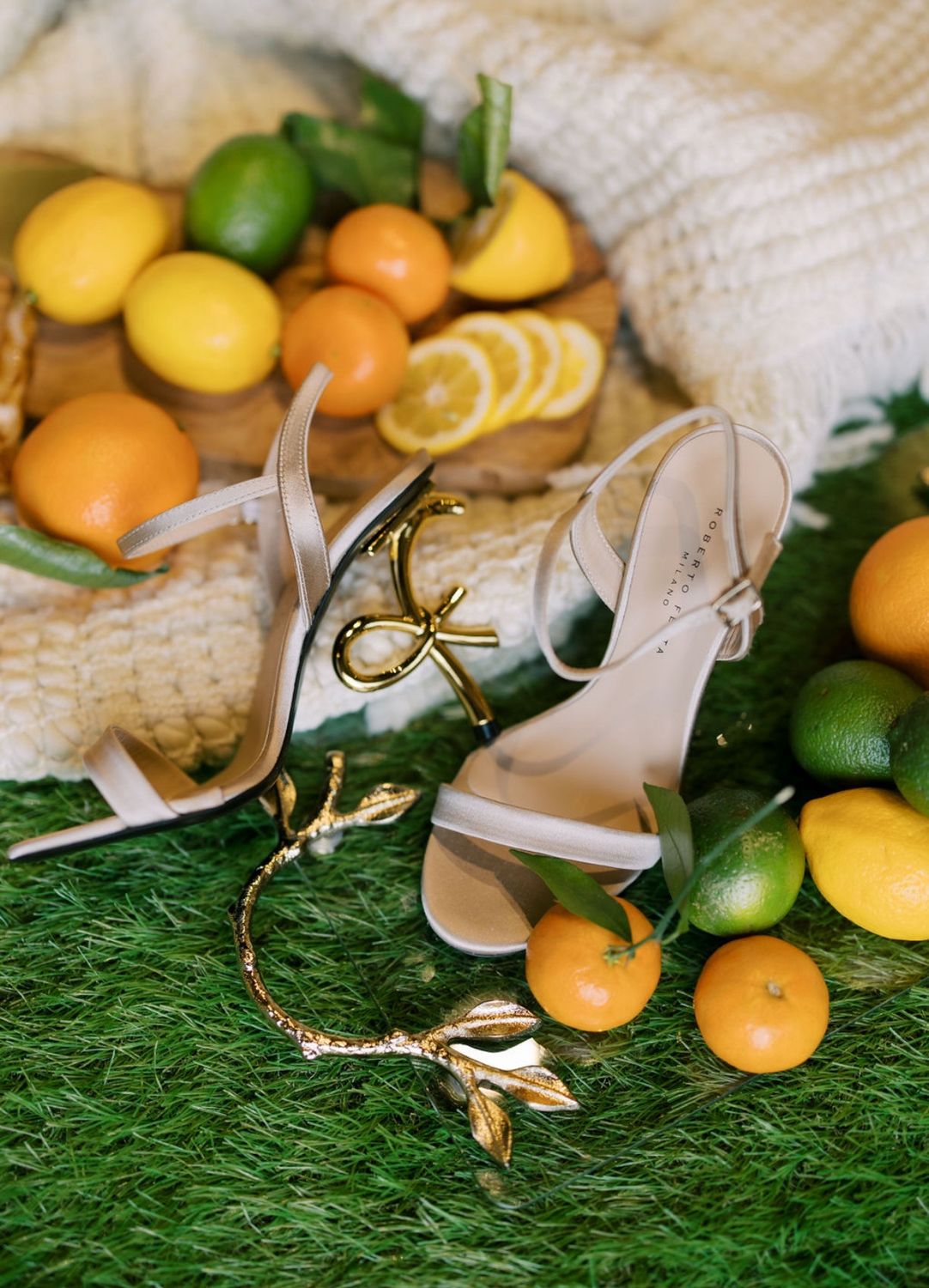 Meta Satin Gold Bow Heel