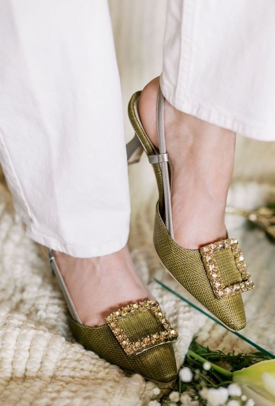 Stefie Olive Heel with Gold Buckle