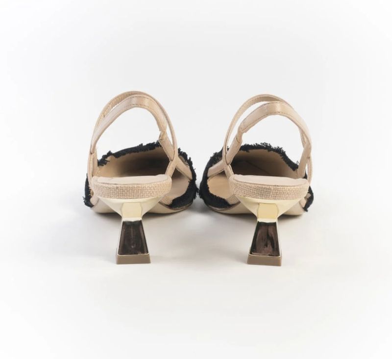 Ixia Nude and Black Tweed Heel