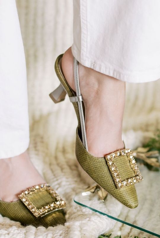 Stefie Olive Heel with Gold Buckle