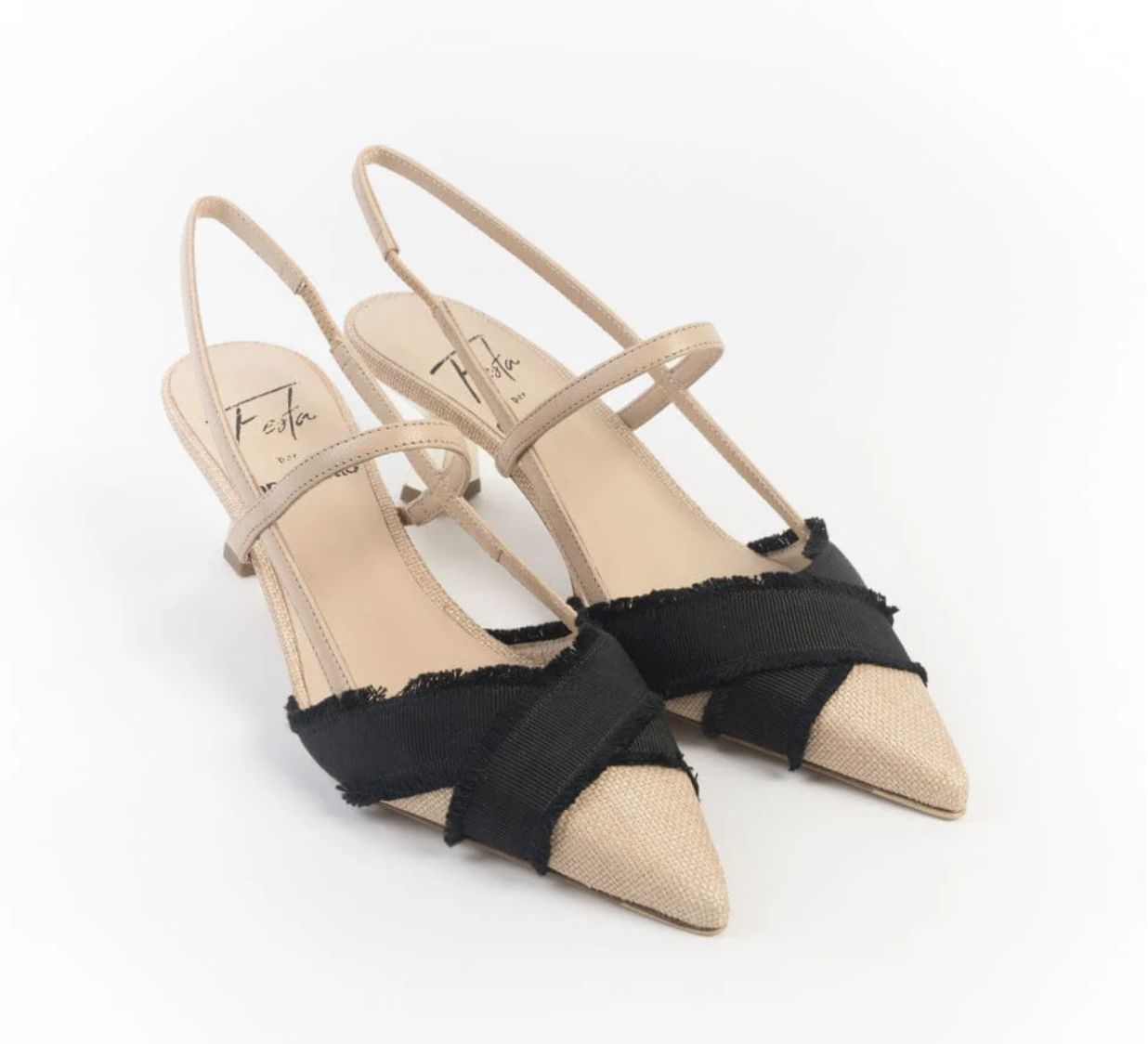 Ixia Nude and Black Tweed Heel