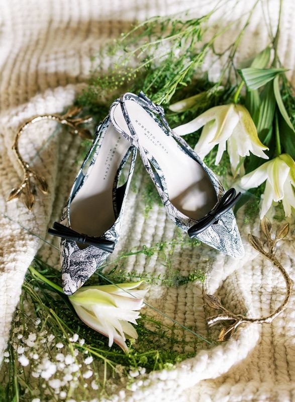 Senya Black and White Floral Slingback