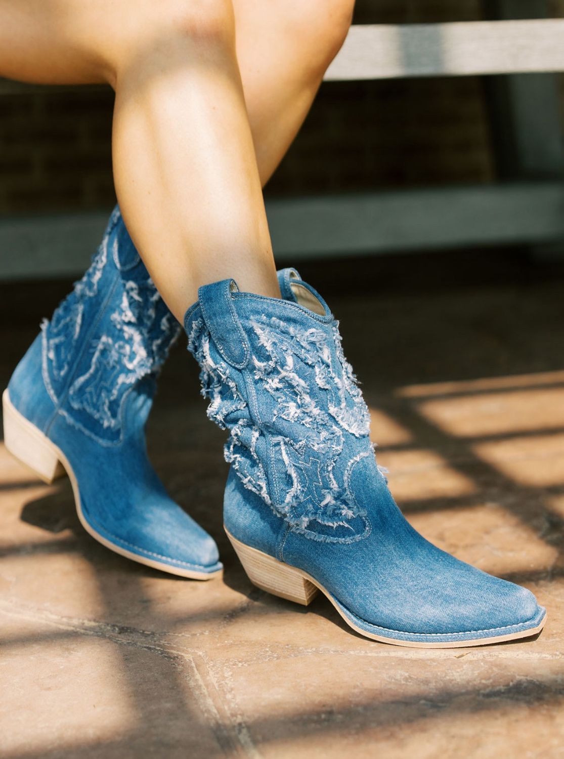 Sea Blue Denim Western Boot