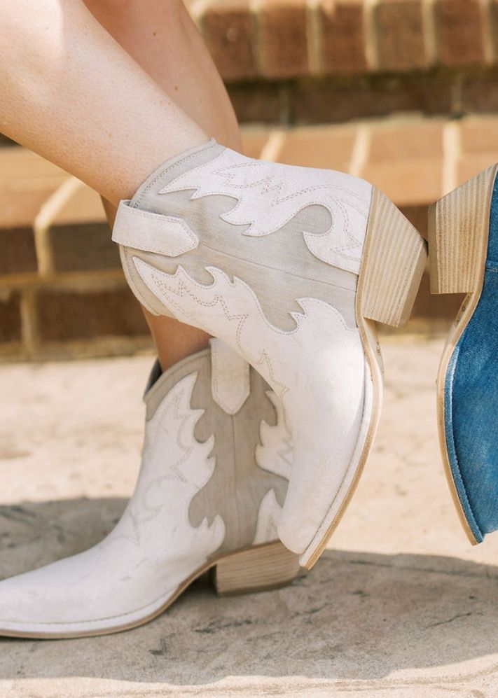 Rider White Denim Western Boot