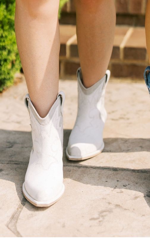 Rider White Denim Western Boot