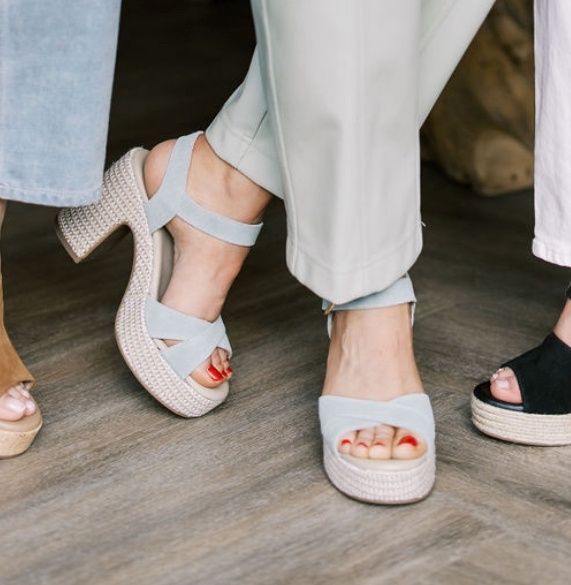 Mint Suede Woven Platform Heel