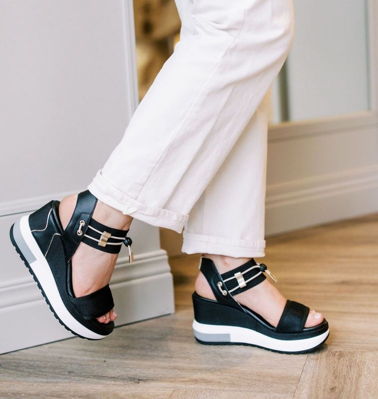 Nero Utility Wedge Nude Straps (307753)