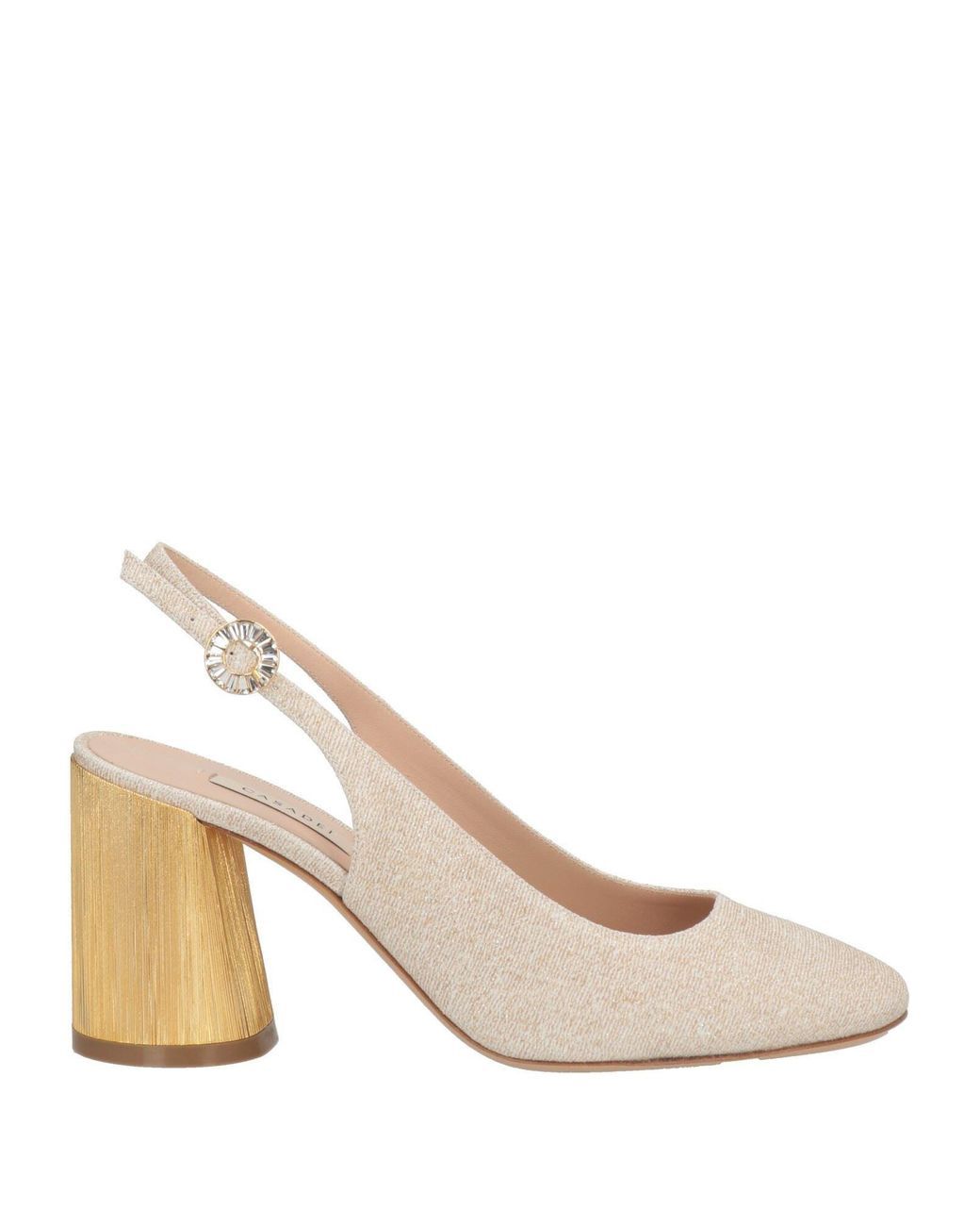 Linen and Gold Block Heel