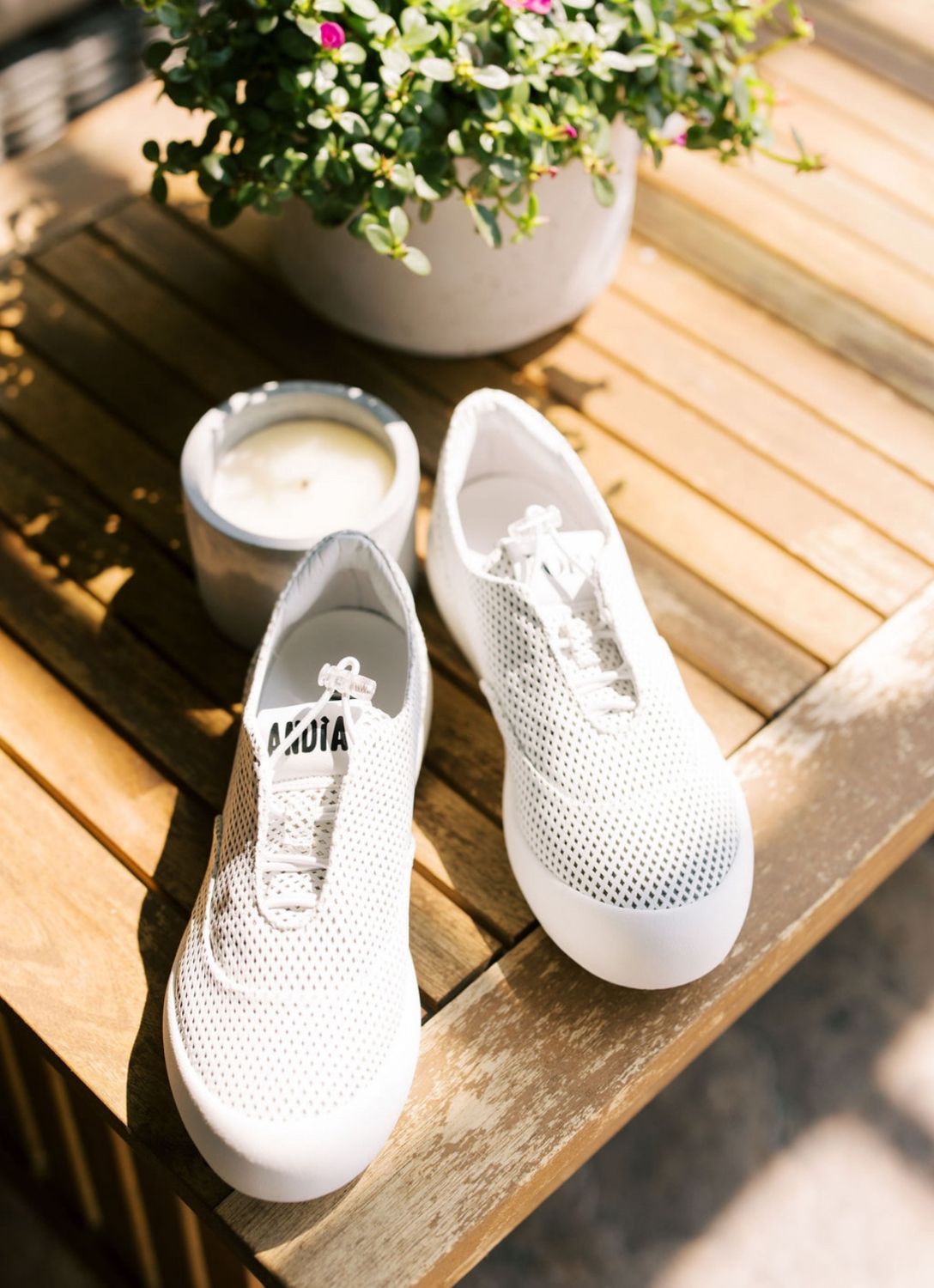 White mesh slip-on sneaker