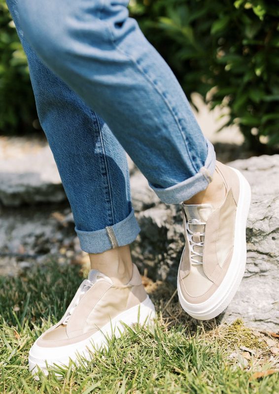 Ivory Taupe Satin Sneaker