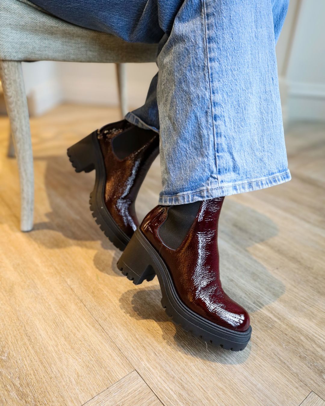 Bordeaux Patent Ankle Bootie F7576